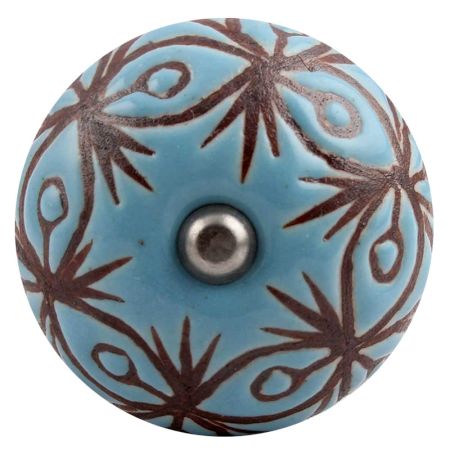 Turquoise Etched Ceramic Floral Wine Stopper